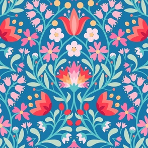 Maxi Folk embroidery flowers - XXL wallpaper scale by Pippa Shaw