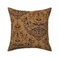 brown damask with lighter flowers