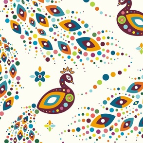 maximalist folk - whimsical peacock wallpaper - spoonflower petal colors