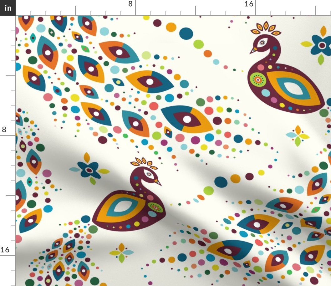 maximalist folk - whimsical peacock wallpaper - spoonflower petal colors