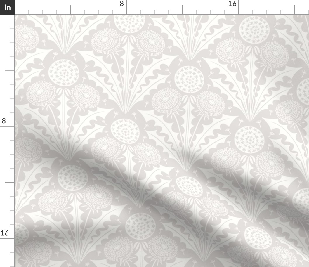 Dandelion Diamond block print grey linen large wallpaper scale by Pippa Shaw