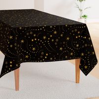 Swirling Stars Sparkle Gold on Black - small-medium scale