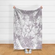 Oversize Floral Graphic Silver White