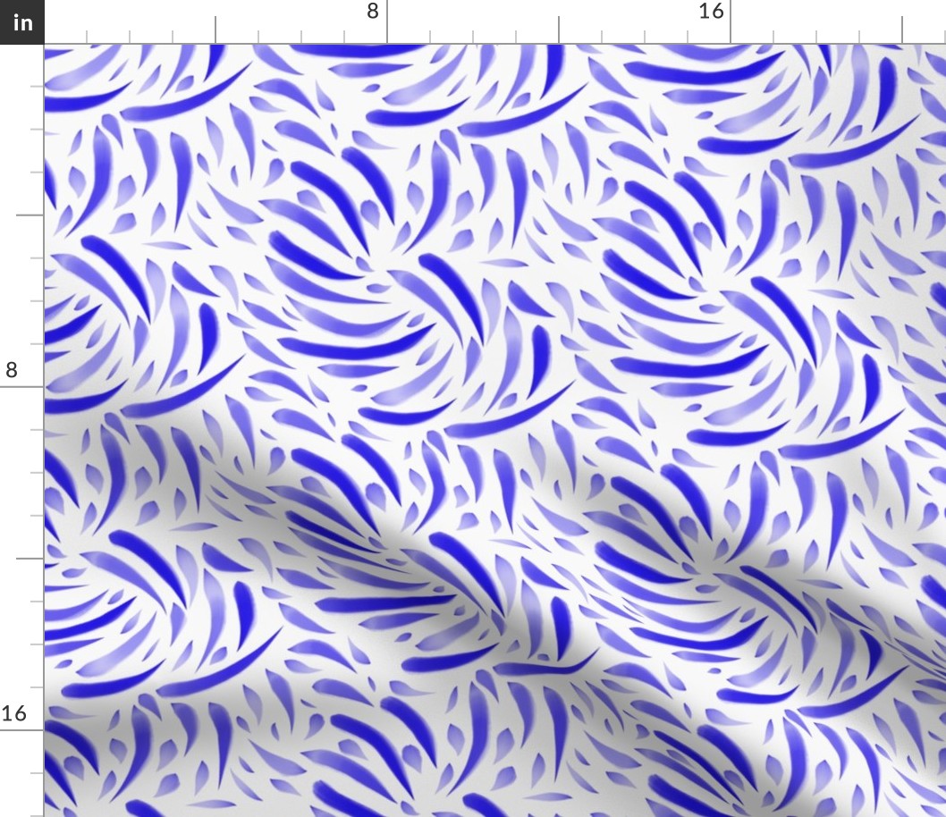 Fresh Indigo And Cobalt Blue Seaside Aesthetic Watercolor Abstract Strokes On White