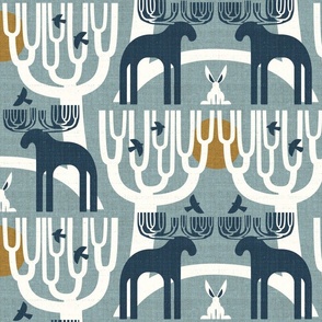 moose and hare (lg, blue)