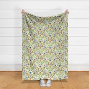 Whimsical Spring Folk Floral on White Background