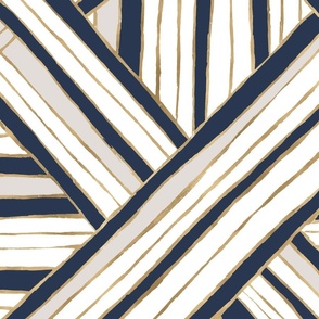 Diamond Stripe L - deep blue gold gray