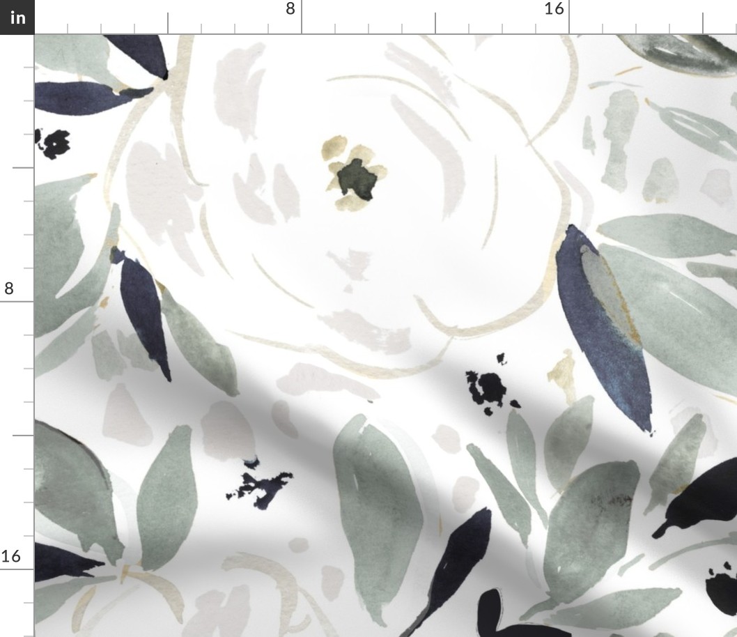 Alma Floral XL - sage leaves Half Drop