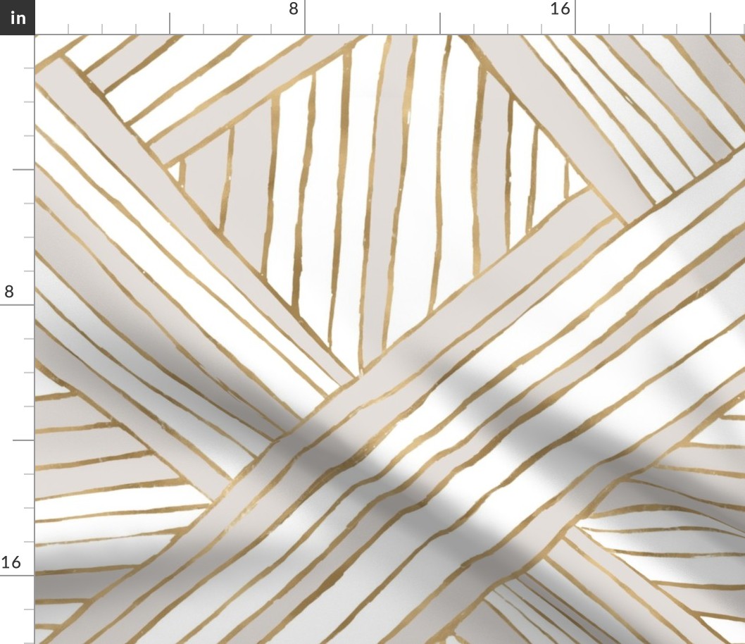 Diamond Stripe L - gold gray white 