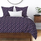 Crazy summer strawberry garden fun fruit design Scandinavian style pink green on navy blue