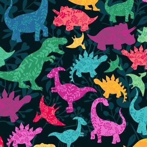 Dino Vine Pattern Folk Dark