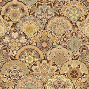 Ornamental Kaleidoscope Earth Tones Gold Honey Mustard Brown
