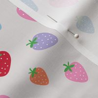 Crazy summer strawberry garden fun fruit design Scandinavian style rainbow multi color girls on white