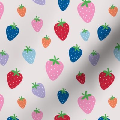 Crazy summer strawberry garden fun fruit design Scandinavian style rainbow multi color girls on white