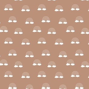 Retro style rainbows and clouds dreamy sky seventies vintage neutral palette latte brown beige SMALL