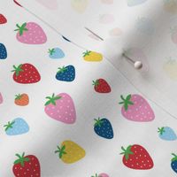 Crazy summer strawberry garden fun fruit design Scandinavian style rainbow multi color on white SMALL 