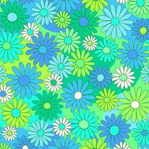 210 Daisies turquoise and green