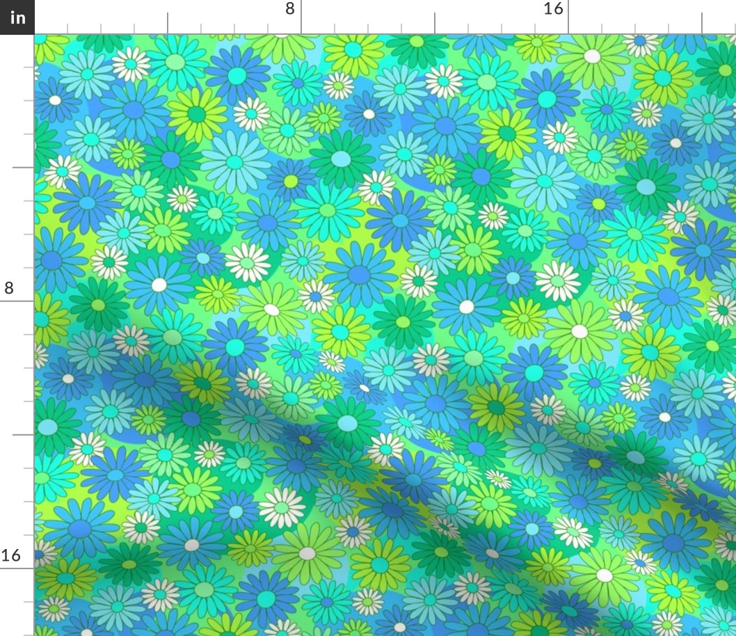 210 Daisies turquoise and green