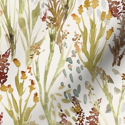 Watercolor Weeds and Wildflowers -Medium Scale - Botanical Natural Meadow Field