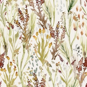 Watercolor Weeds and Wildflowers -Medium Scale - Botanical Natural Meadow Field