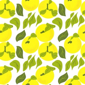 Bright Cheerful Lemon Yellow Yuzu Fruit Retro Modern Asian Botanical Citrus Tropical Pattern