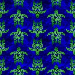 Ocean Blue Tribal Green Sea Turtles