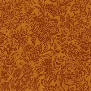 Folk Floral - extra large - rust and gold