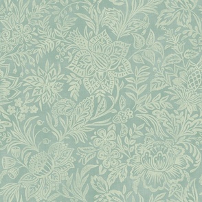 Folk Floral - extra large - celedon green