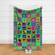 Kids Alphabet Quilt - 56x56 inches - Design 12906977 - Green