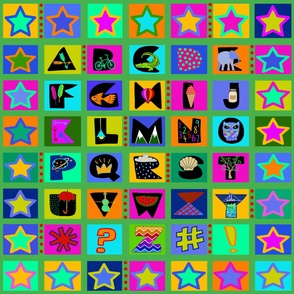 Kids Alphabet Quilt - 56x56 inches - Design 12906977 - Green