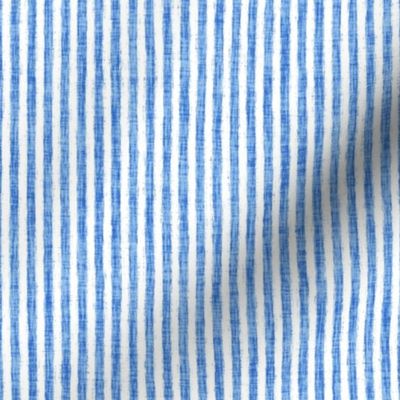 Sketchy White Stripes on Cornflower Blue Woven Texture