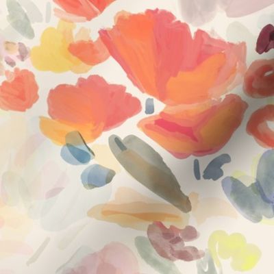 Watercolor Floral Soft Spring Warm - Medium Scale
