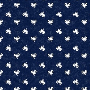 White Hearts on Speckled Midnight Blue Texture