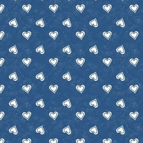 White Hearts on Speckled Aegean Blue Texture