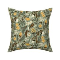 Boho floral meadow in sage green