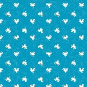 White Hearts on Speckled Caribbean Blue Texture