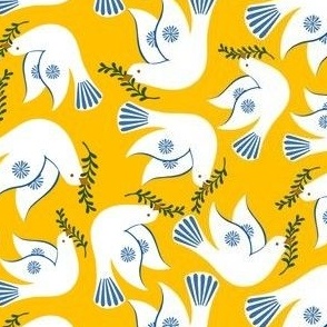 Peace Doves on Yellow