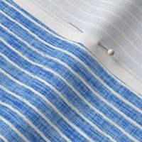Sketchy White Narrow Stripes on Cornflower Blue Woven Texture