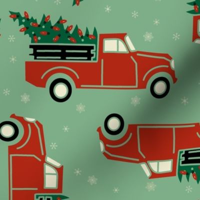 Red Christmas Pick-up Truck