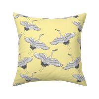 Cranes in Flight (Flock) - lemon yellow, medium 