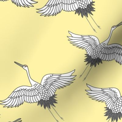 Cranes in Flight (Flock) - lemon yellow, medium 