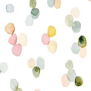 SPRING WATERCOLOR DOTS LARGE ON WHITE
