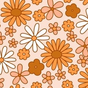 60s florals - orange + pink