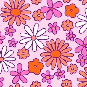 60s florals - purple + orange