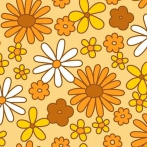 60s florals - mustard yellow