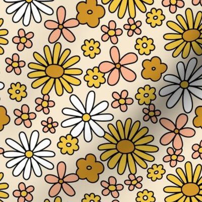 60s florals - yellow + pink