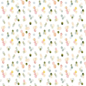 SPRING WATERCOLOR DOTS SMALL ON WHITE