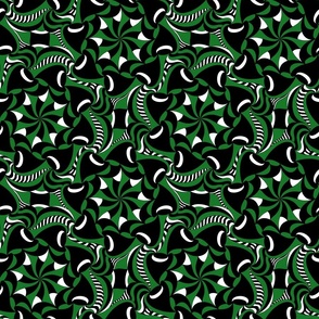 Happy Geometric.Green.Black.White