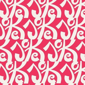 Joke lettering seamless pattern. White letters on red background.