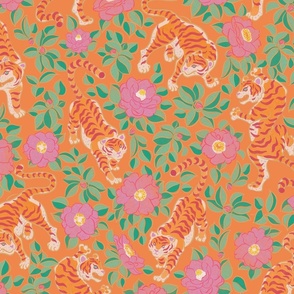 Tigers & Camellias in Orange
